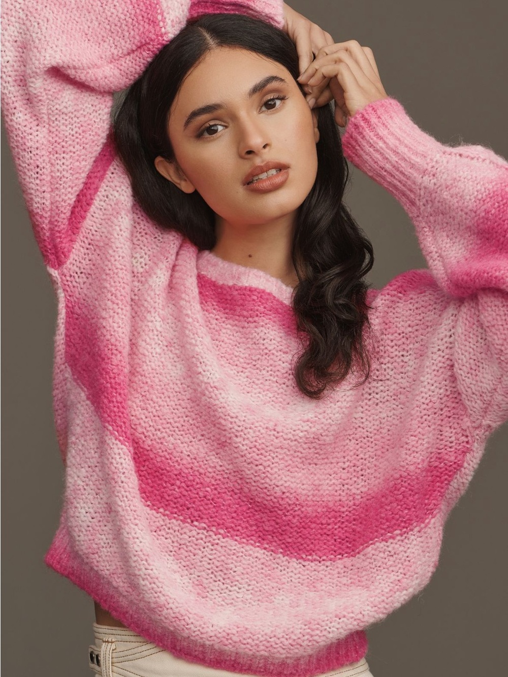 Anthropologie Ombré Neon Cable Sweater